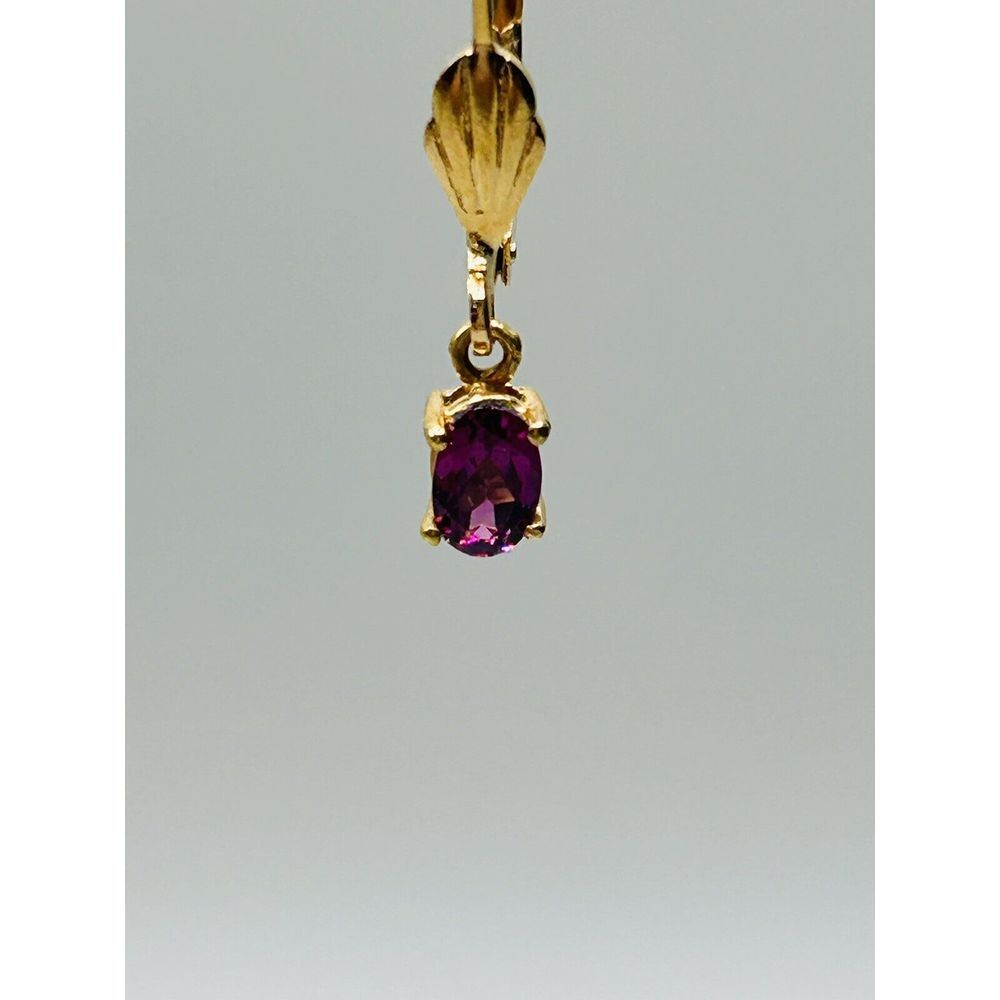 Karis Earrings Gold-tone Purple Stone Oval Prong Set Open Back Lever Back Style - Picture 3 of 10